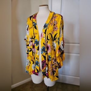 Topshop Yellow Floral Open Kimono